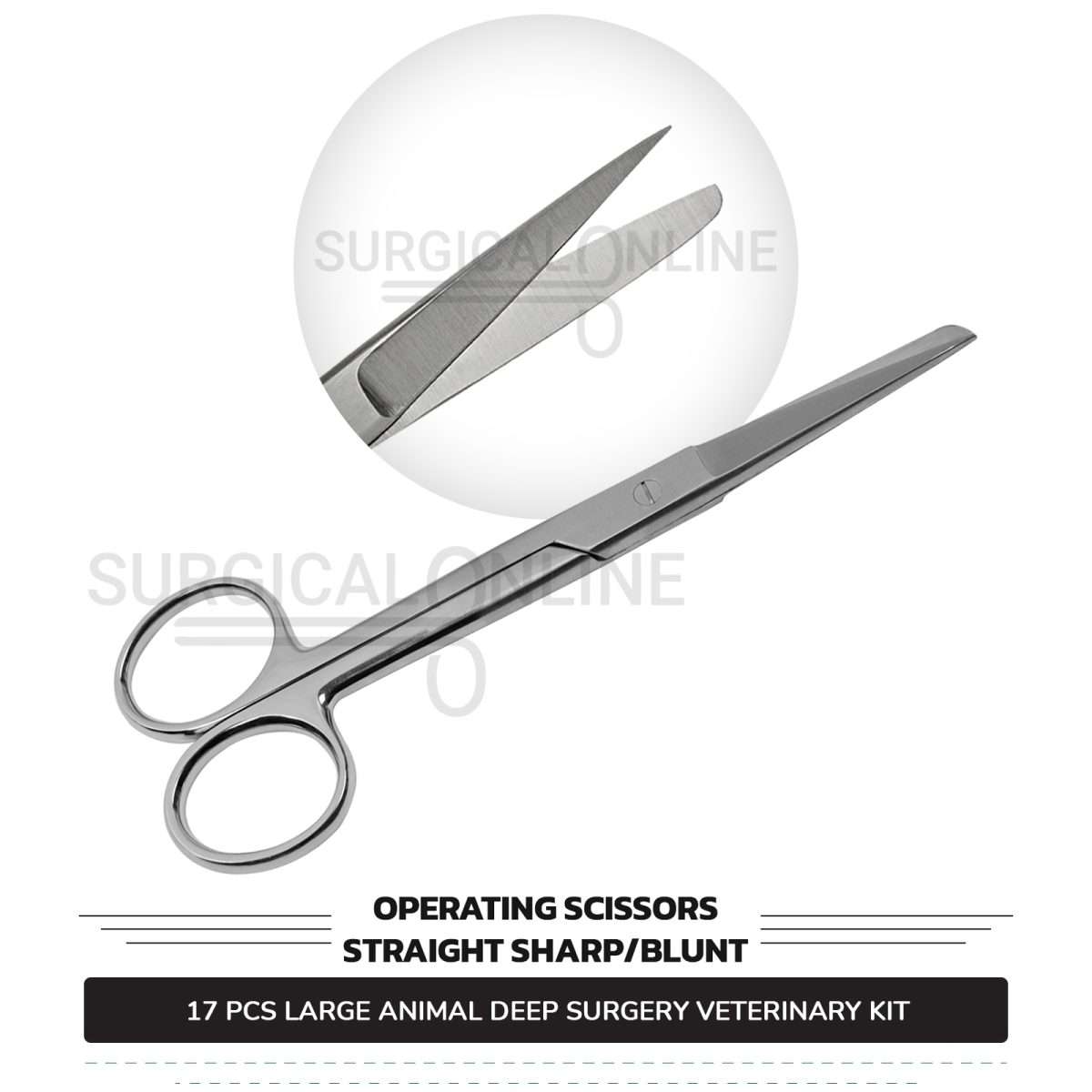 17 Pcs Large Animal Deep Surgery Kit Stainless Steel Veterinary Instruments Set with ???? Surgical Scalpel Blades