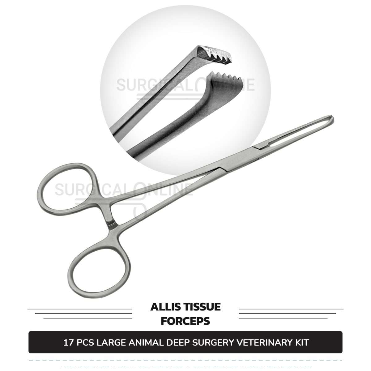 17 Pcs Large Animal Deep Surgery Kit Stainless Steel Veterinary Instruments Set with ???? Surgical Scalpel Blades