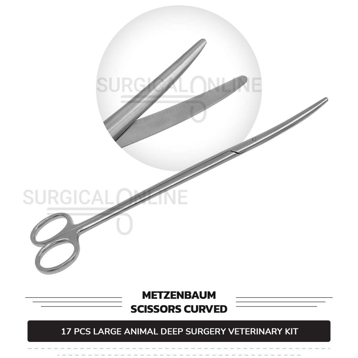 17 Pcs Large Animal Deep Surgery Kit Stainless Steel Veterinary Instruments Set with ???? Surgical Scalpel Blades