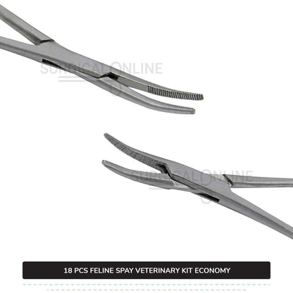 18 Pcs Feline Spay Kit Economy Stainless Steel Surgical Neuter Pack Veterinary Instruments Set with ???? Blades