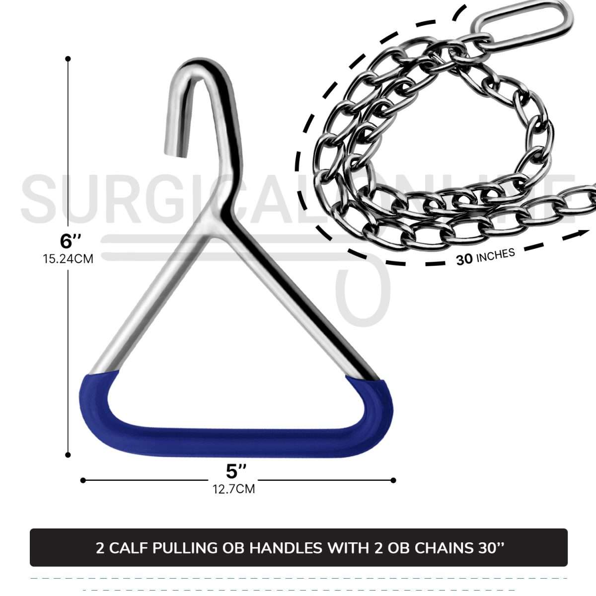 2 Ob Chains 30" With 2 Ob Handles Calf Pulling Cattle Birth Delivery Set Surgical Veterinary Instruments