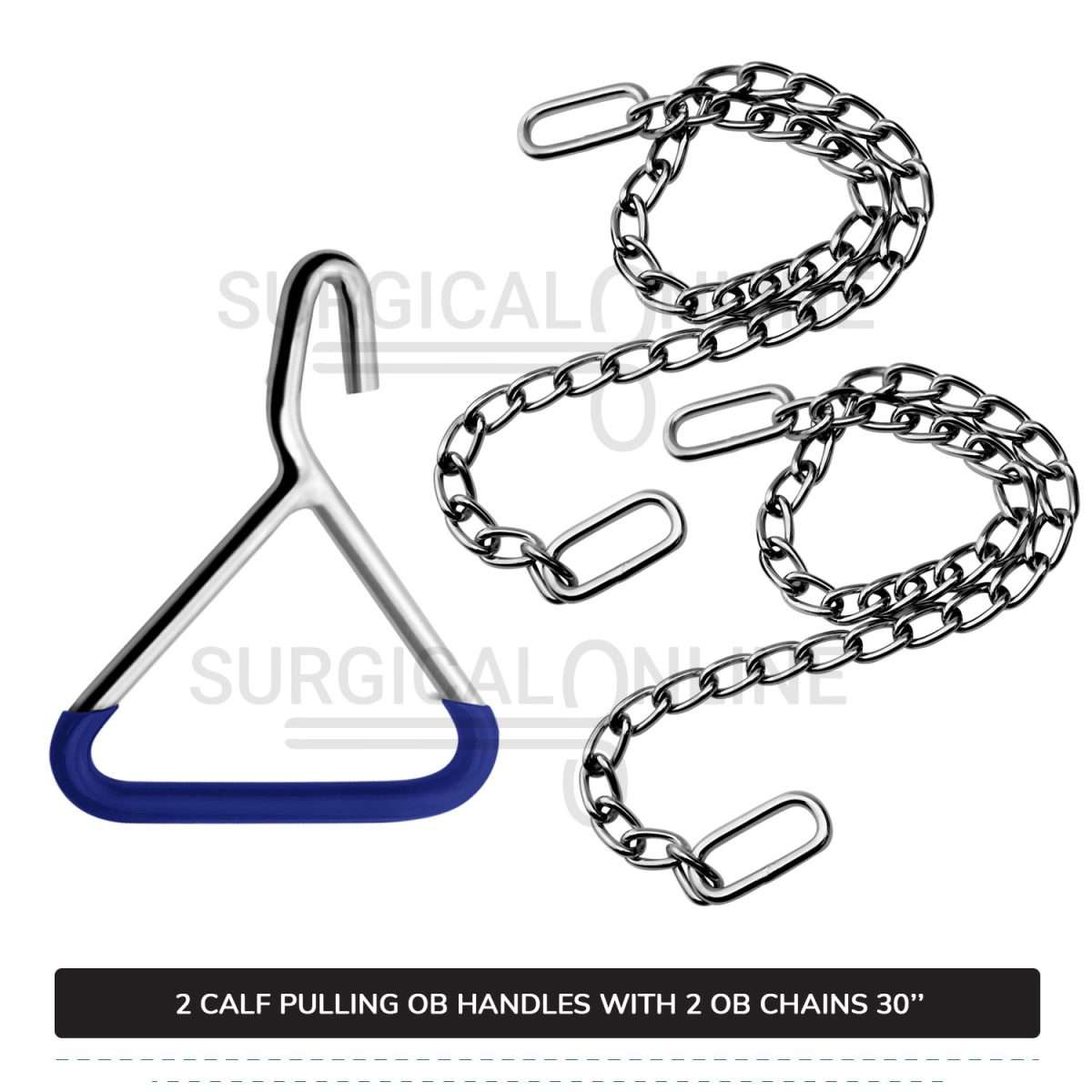 2 Ob Chains 30" With 2 Ob Handles Calf Pulling Cattle Birth Delivery Set Surgical Veterinary Instruments