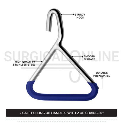 2 Ob Chains 30" With 2 Ob Handles Calf Pulling Cattle Birth Delivery Set Surgical Veterinary Instruments