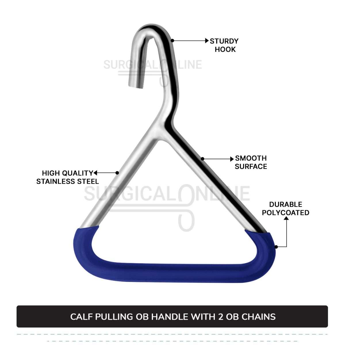 2 Ob Chains 45" & 60" With 2 Ob Handles Calf Pulling Cattle Birth Delivery Set Surgical Veterinary Instruments