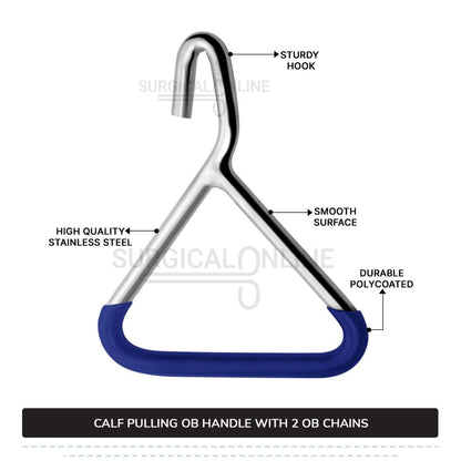 2 Ob Chains 45" & 60" With 2 Ob Handles Calf Pulling Cattle Birth Delivery Set Surgical Veterinary Instruments