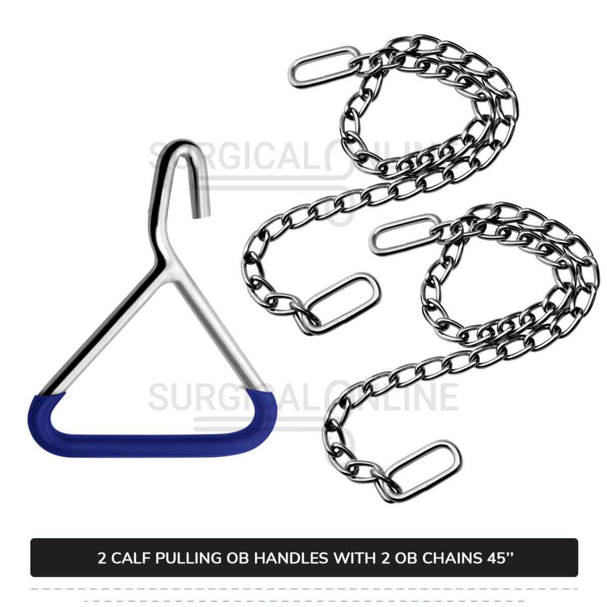2 Ob Chains 45" With 2 Ob Handles Calf Pulling Cattle Birth Delivery Set Surgical Veterinary Instruments