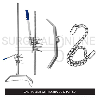 2 Pcs Calf Pulling Set, Ratchet Style Calf Puller with 60" OB Chains Surgical Veterinary Instruments