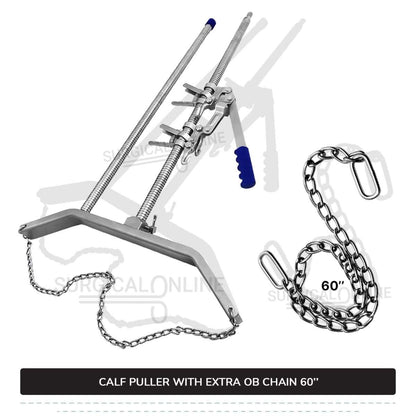 2 Pcs Calf Pulling Set, Ratchet Style Calf Puller with 60" OB Chains Surgical Veterinary Instruments