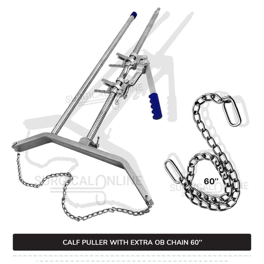 2 Pcs Calf Pulling Set, Ratchet Style Calf Puller with 60" OB Chains Surgical Veterinary Instruments