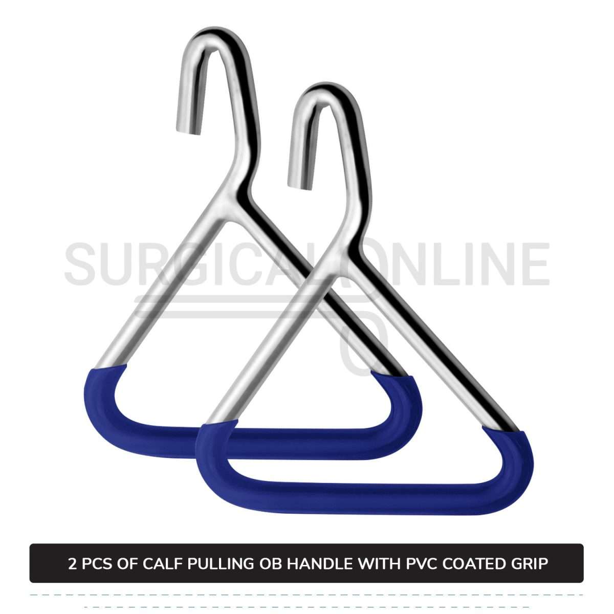 2 Pcs Ob Chain Hook Handle For Calf Pulling Stainless Steel Cattle Birth Delivery Surgical Veterinary Instruments