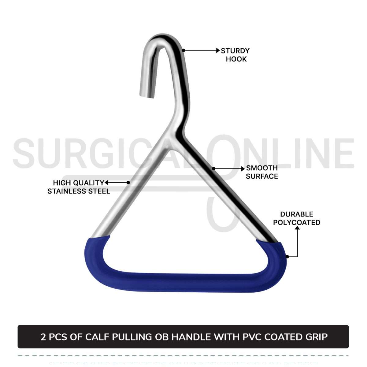 2 Pcs Ob Chain Hook Handle For Calf Pulling Stainless Steel Cattle Birth Delivery Surgical Veterinary Instruments