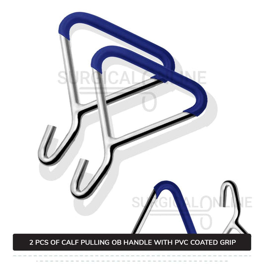 2 Pcs Ob Chain Hook Handle For Calf Pulling Stainless Steel Cattle Birth Delivery Surgical Veterinary Instruments
