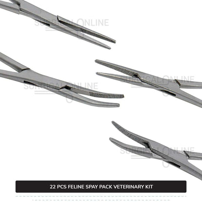 22 Pcs Feline Spay Kit With Tungsten Carbide Stainless Steel Surgical Neuter Pack Veterinary Instruments Set