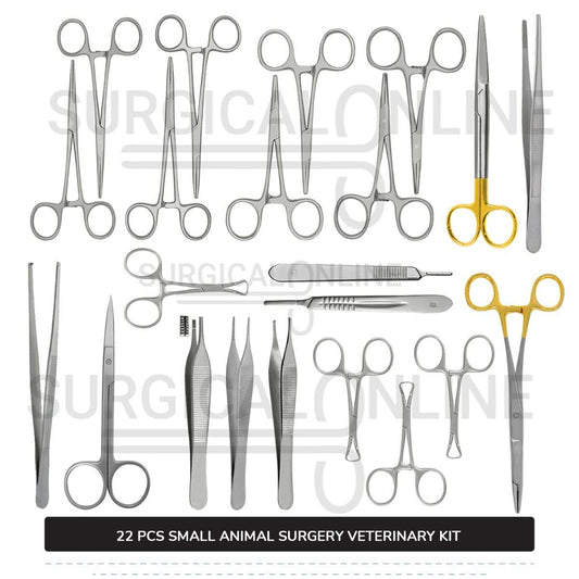 22 Pcs Small Animal Surgery Kit Stainless Steel Surgical Veterinary Instruments Set with ???? Blades