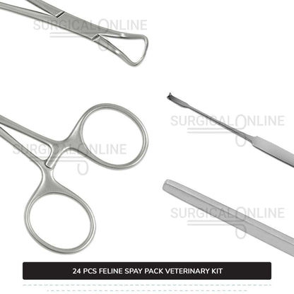 24 Pcs Feline Spay Pack Economy Stainless Steel Surgical Neuter Kit Veterinary Instruments Set