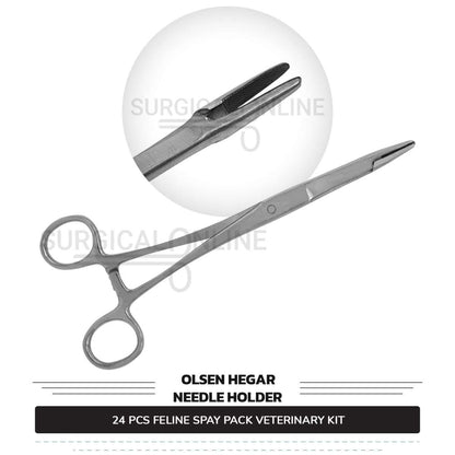 24 Pcs Feline Spay Pack Economy Stainless Steel Surgical Neuter Kit Veterinary Instruments Set