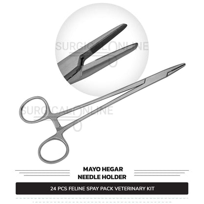 24 Pcs Feline Spay Pack Economy Stainless Steel Surgical Neuter Kit Veterinary Instruments Set