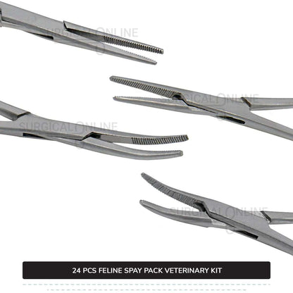 24 Pcs Feline Spay Pack Economy Stainless Steel Surgical Neuter Kit Veterinary Instruments Set