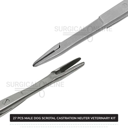 27 Pcs Male Dog Scrotal Castration Set Stainless Steel Surgical Neuter Kit Veterinary Instruments