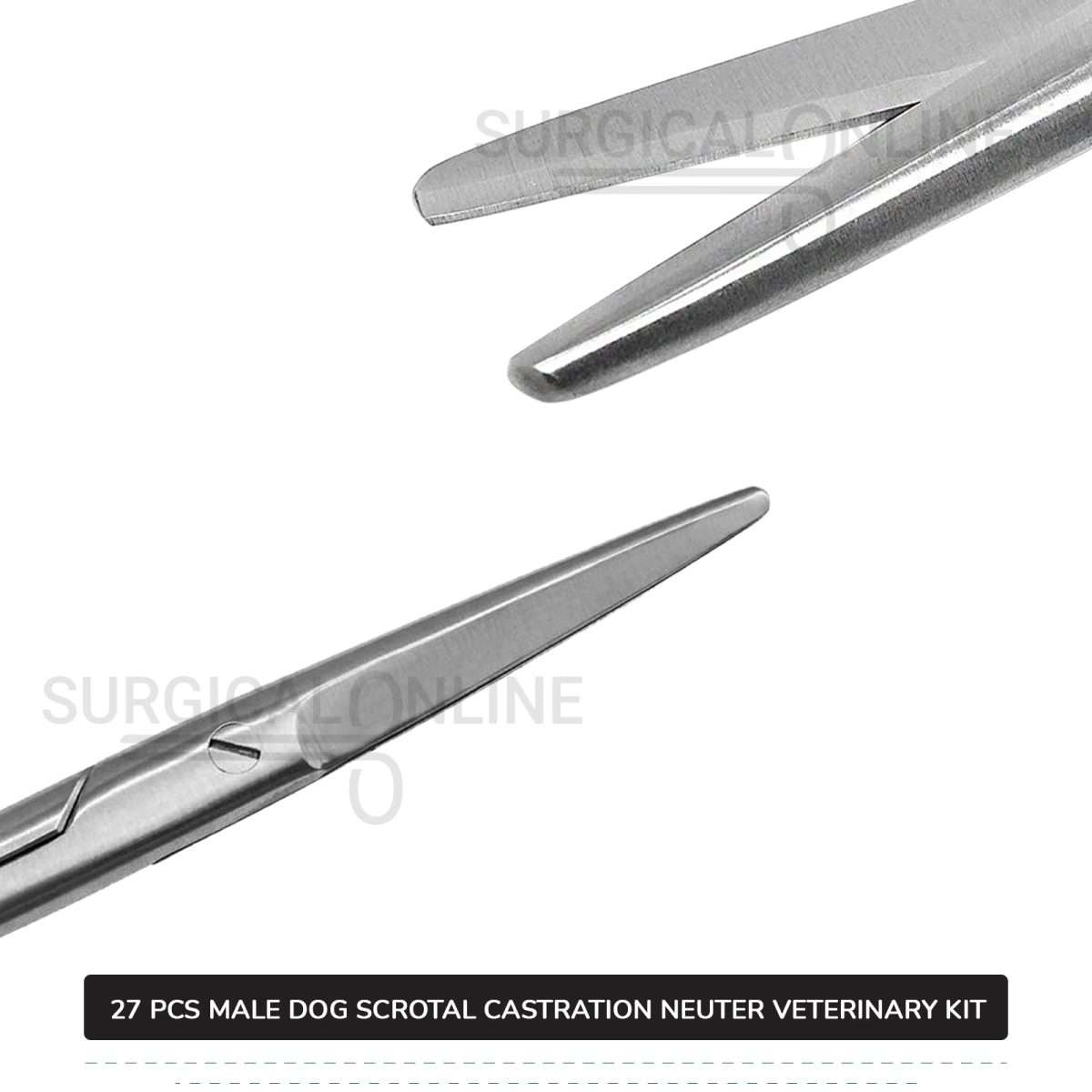 27 Pcs Male Dog Scrotal Castration Set Stainless Steel Surgical Neuter Kit Veterinary Instruments