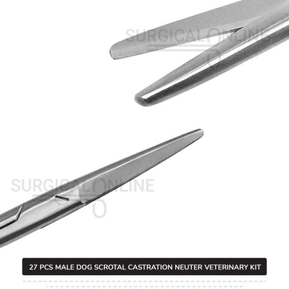 27 Pcs Male Dog Scrotal Castration Set Stainless Steel Surgical Neuter Kit Veterinary Instruments