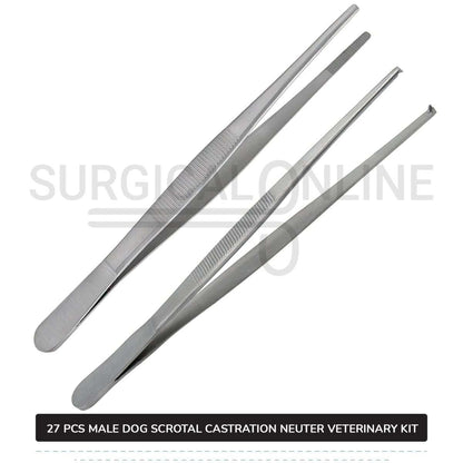 27 Pcs Male Dog Scrotal Castration Set Stainless Steel Surgical Neuter Kit Veterinary Instruments
