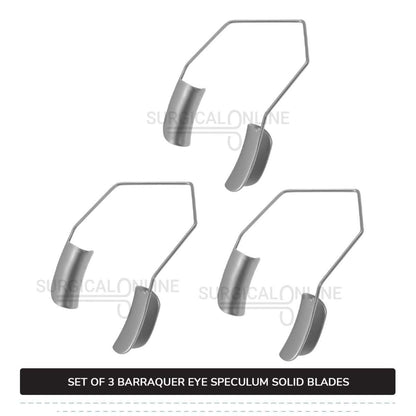 3 Pcs Barraquer Wire Speculum Set Small, Medium, & Large, with 2 Solid Blades Ophthalmic Surgical Instruments