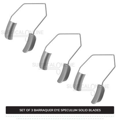 3 Pcs Barraquer Wire Speculum Set Small, Medium, & Large, with 2 Solid Blades Ophthalmic Surgical Instruments