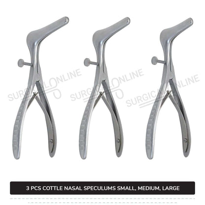 3 Pcs Cottle Septum Speculum Set With Set Screw Small, Medium, & Large Blades
