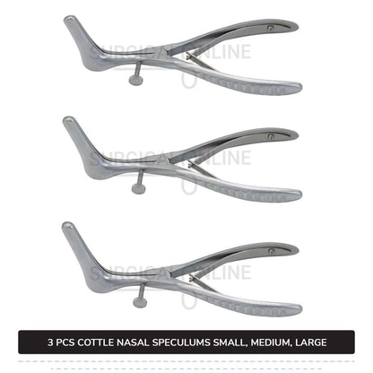3 Pcs Cottle Septum Speculum Set With Set Screw Small, Medium, & Large Blades