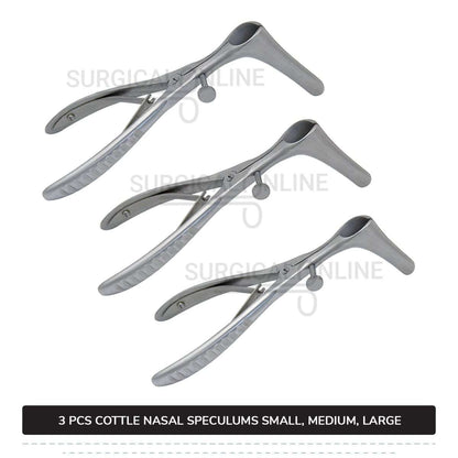 3 Pcs Cottle Septum Speculum Set With Set Screw Small, Medium, & Large Blades
