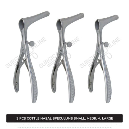 3 Pcs Cottle Septum Speculum Set With Set Screw Small, Medium, & Large Blades
