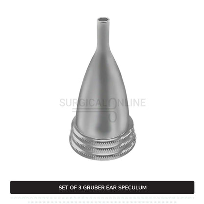 3 Pcs Gruber Ear Specula Set Small, Medium, & Large ENT Diagnostic Speculum Surgical Instruments