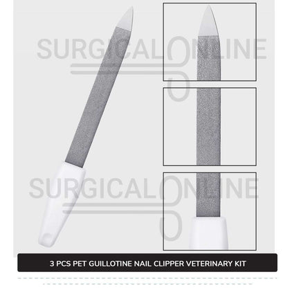 3 Pcs Guillotine Nail Clipper Kit For Pets Stainless Steel Surgical Veterinary Instruments
