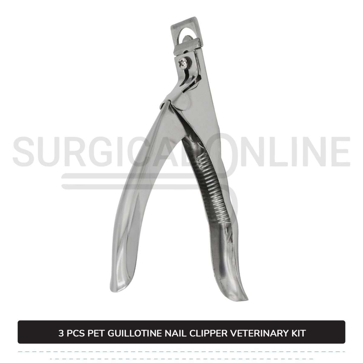 3 Pcs Guillotine Nail Clipper Kit For Pets Stainless Steel Surgical Veterinary Instruments