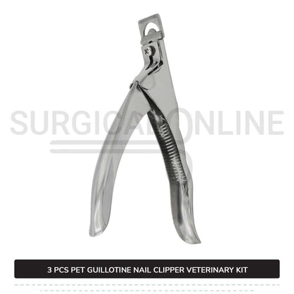 3 Pcs Guillotine Nail Clipper Kit For Pets Stainless Steel Surgical Veterinary Instruments