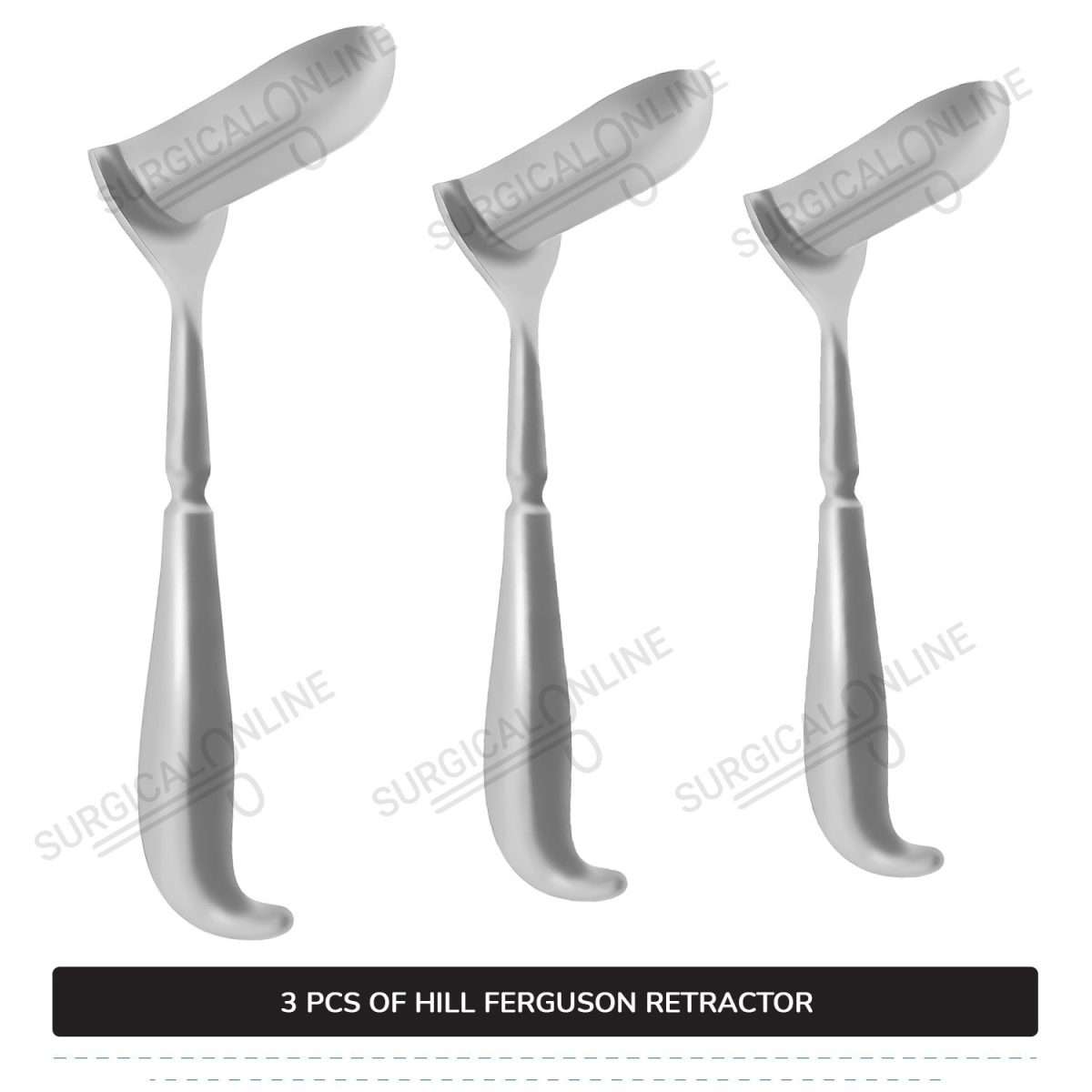 3 Pcs Hill Ferguson Rectal Retractor Set, Small, Medium, & Large Blades Surgical Veterinary