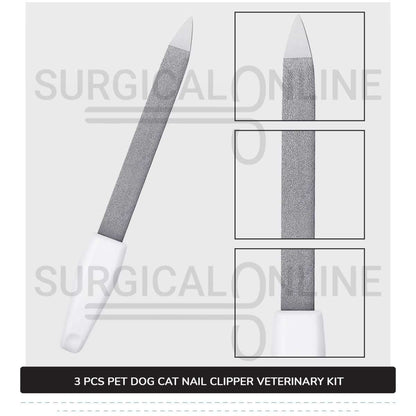3 Pcs Pet Nail Clipper Kit Stainless Steel Nail Tip Cutter Surgical Veterinary Instruments