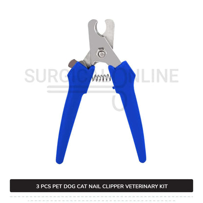 3 Pcs Pet Nail Clipper Kit Stainless Steel Nail Tip Cutter Surgical Veterinary Instruments
