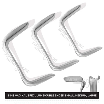 3 Pcs Sims Vaginal Speculum Double-Ended Set, Small, Medium, & Large OB/GYN Instruments