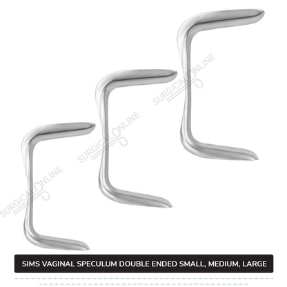 3 Pcs Sims Vaginal Speculum Double-Ended Set, Small, Medium, & Large OB/GYN Instruments