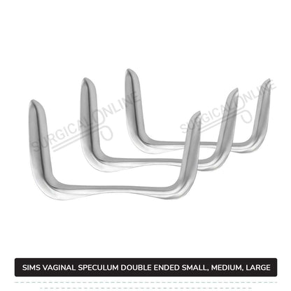 3 Pcs Sims Vaginal Speculum Double-Ended Set, Small, Medium, & Large OB/GYN Instruments
