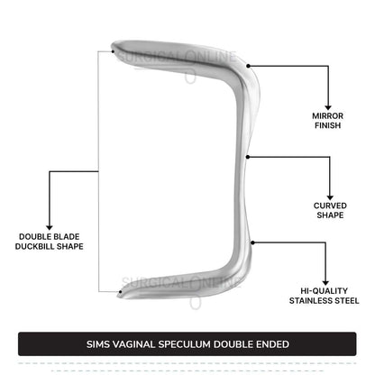 3 Pcs Sims Vaginal Speculum Double-Ended Set, Small, Medium, & Large OB/GYN Instruments