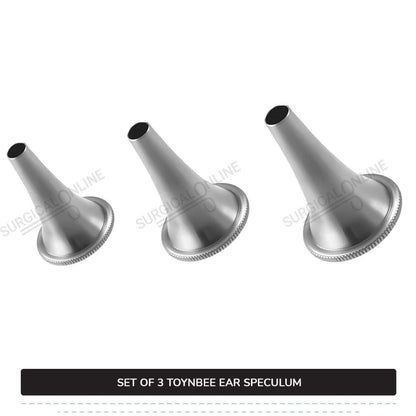 3 Pcs Toynbee Ear Specula Set Small, Medium, & Large ENT Diagnostic Speculum Surgical Instruments