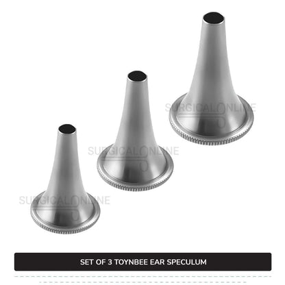 3 Pcs Toynbee Ear Specula Set Small, Medium, & Large ENT Diagnostic Speculum Surgical Instruments