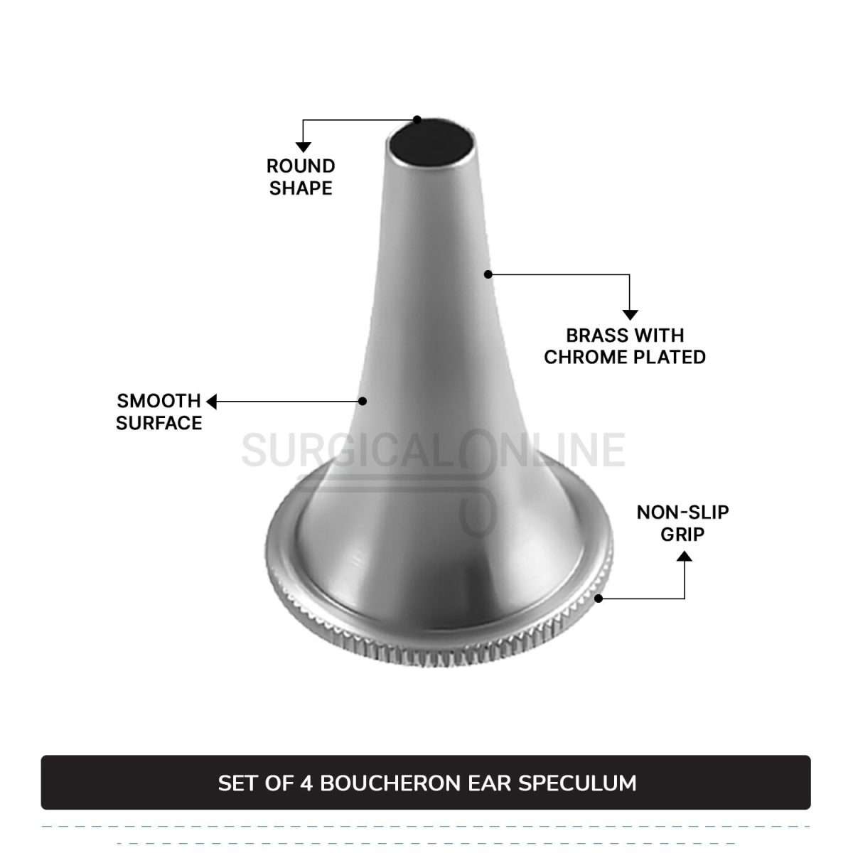 3 Pcs Toynbee Ear Specula Set Small, Medium, & Large ENT Diagnostic Speculum Surgical Instruments
