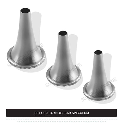 3 Pcs Toynbee Ear Specula Set Small, Medium, & Large ENT Diagnostic Speculum Surgical Instruments