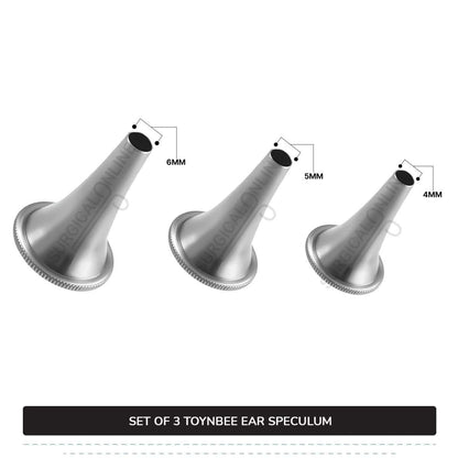 3 Pcs Toynbee Ear Specula Set Small, Medium, & Large ENT Diagnostic Speculum Surgical Instruments
