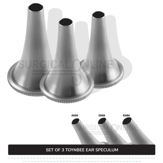 3 Pcs Toynbee Ear Specula Set Small, Medium, & Large ENT Diagnostic Speculum Surgical Instruments