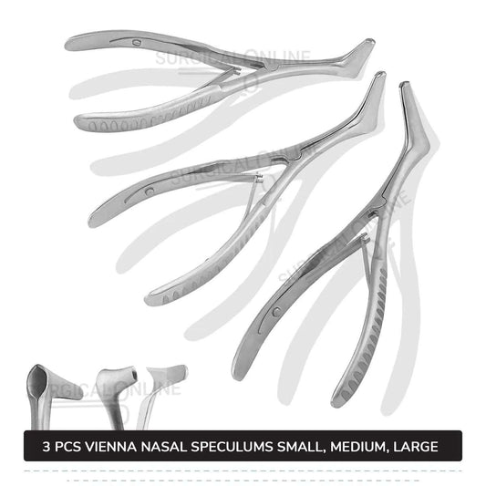 3 Pcs Vienna Nasal Speculum Set Small, Medium, & Large Diagnostic ENT Surgical